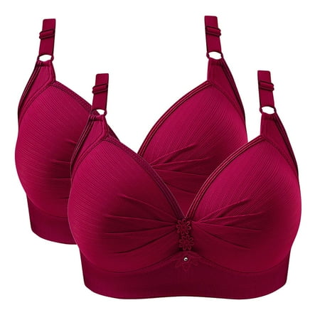 Mceream 2 Pcs Sports Bras for Women High Support Adjustable Straps No Underwire Wireless Push Up Bra Soft Support Full Coverage Bra Seamless Tshirt Bras Sexy Comfort Bralettes Plus Size Everyday Bra