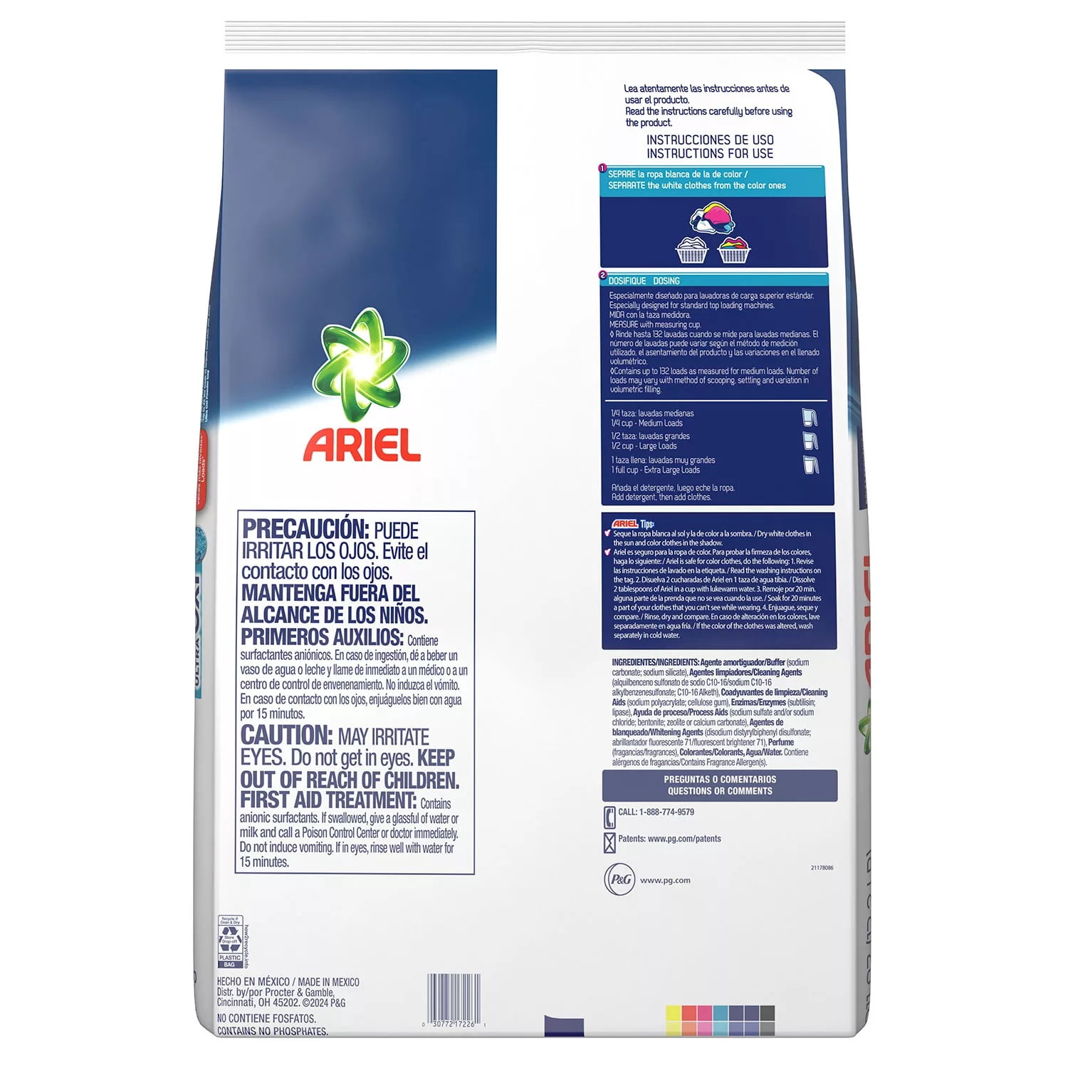 Ariel Ultra Oxi Powder Laundry Detergent, Original Scent, 132 Loads, 211 Ounce