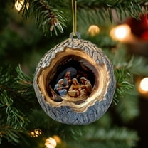 EWASWON Jesus Religious Christmas Ornaments, Acrylic Round Pendant 3 Inch, Christian Hanging Decor for Christmas Tree Home Holiday Festive Decorations