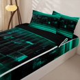 thumbnail image 3 of jejeloiu 3D Geometric Print Zipper Twin Comforter Sets with Fitted Sheet and 2 Pillowcases For Kids,Teal Black Plaid Buffalo Pattern Zipper Bedding Set For Boy,Reversible,4-Piece, 3 of 7