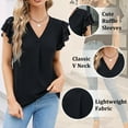 thumbnail image 3 of VDJ T Shirts for Women Short Sleeve Business Casual Tops Elegant Black Dressy Blouse in Summer 2024 Size S, 3 of 9