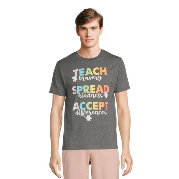 Autism Awareness Shop Teach Bravery Graphic Short Sleeve Unisex T-Shirt