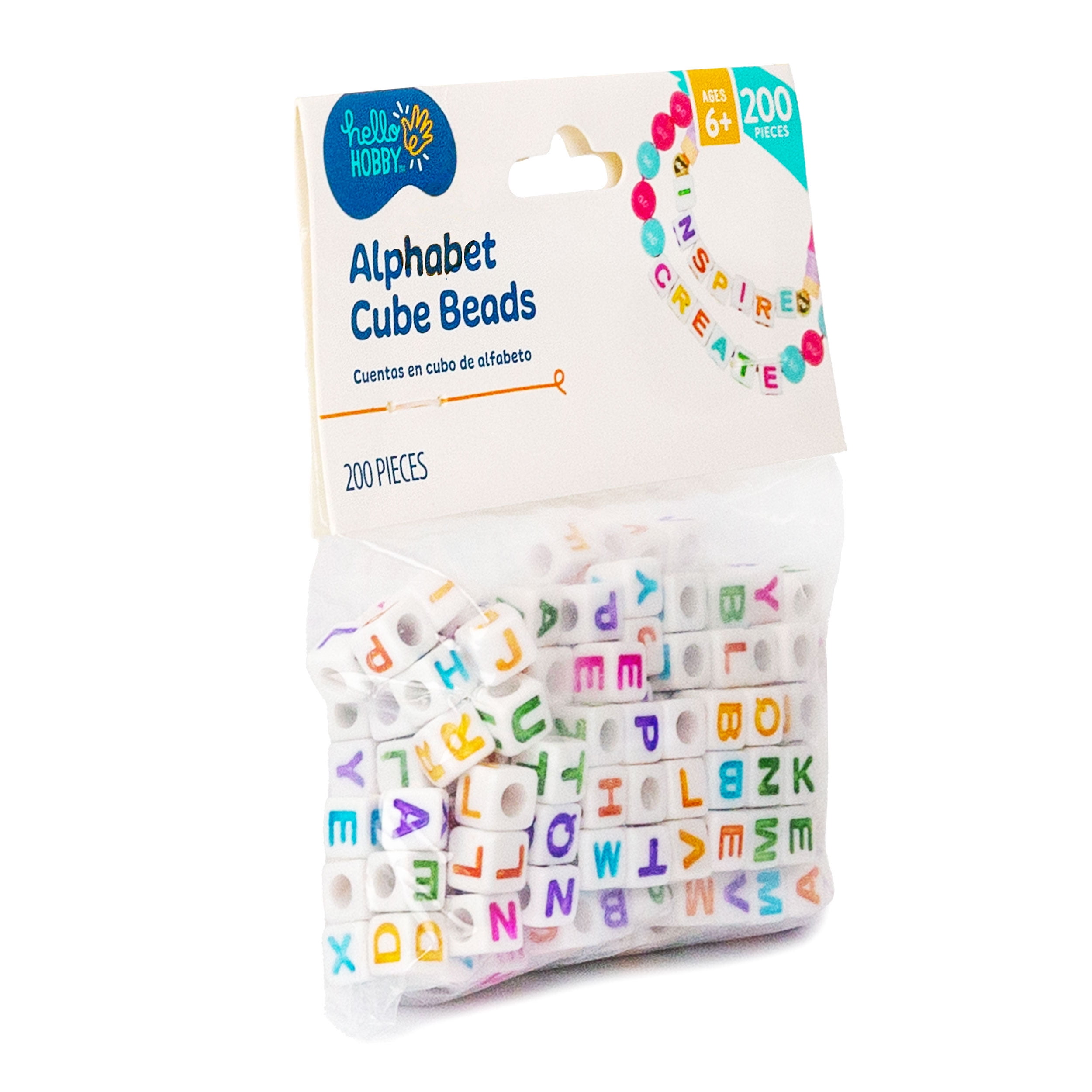 (4 pack) Hello Hobby Bright Alphabet Cube Beads, Boys and Girls, Child, Ages 6+