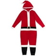 thumbnail image 1 of Christmas Santa Claus Mens Fleece Zip Up Cosplay Pajama Coverall Red XX-Large, 1 of 5