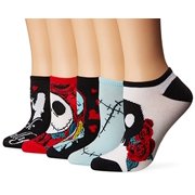 Disney womens Nightmare Before Christmas 5 Pack No Show Casual Sock Black Primary Fits Sock Size 9 11 Fits Shoe Size 4 10 5 US