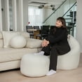 thumbnail image 3 of Gouchee Home Dotcom Woolly Bouclé Bean Bag Pouf – Round Modern Ottoman with High-Density Polystyrene Fill – Soft Textured Polyester for Living Room or Office, 3 of 10