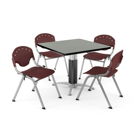 Red Kitchen Table And Chairs Set OFM Core Collection Breakroom Bundle, 42