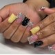 thumbnail image 1 of Set de uñas postizas QQPPOLIU 3D con strass y mariposas, forma cuadrada, 1 of 8