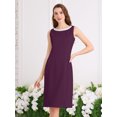 thumbnail image 2 of DARING DIVA Women's Boat Neck Sheath Sleeveless Work Rhinestone Dress L Purple, 2 of 5