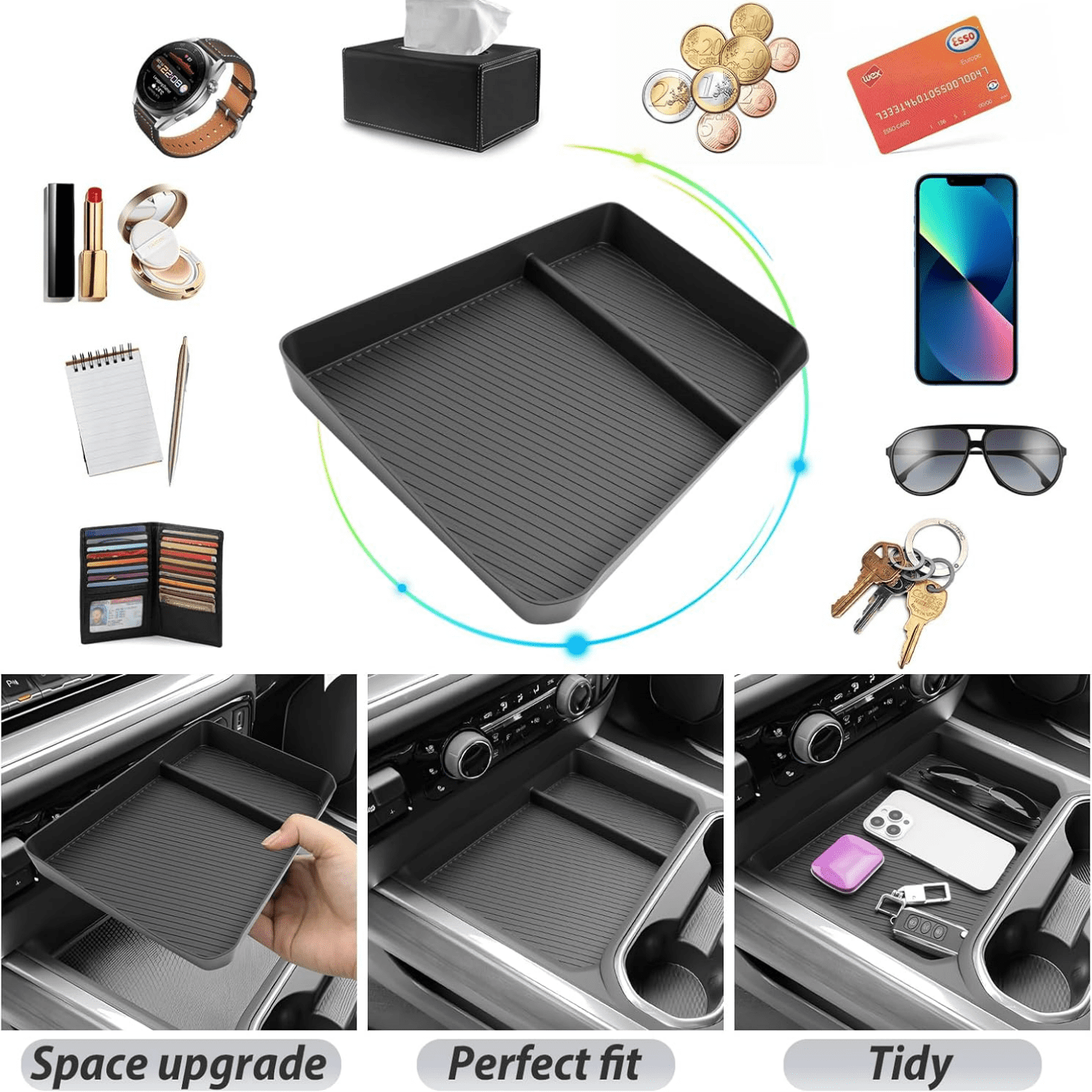 2024 2025 2026 Chevy Silverado 2500 HD Center Console Organizer for 2024-2026 Silverado 2500HD 3500HD Center Console Tray 2024 2025 2026 Chevy Silverado 2500 HD Accessories (w/Bucket Seats Only)