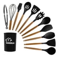 thumbnail image 1 of Silicone Cookware Set - high temperature resistant silicone cookware, wooden handle and stand, non-stick cookware, 1 of 5