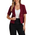 thumbnail image 2 of INSPIRE CHIC Women's Casual Shawl Collar Open Front Cardigan Short Sleeve Work Office Suit Blazers L Burgundy, 2 of 6