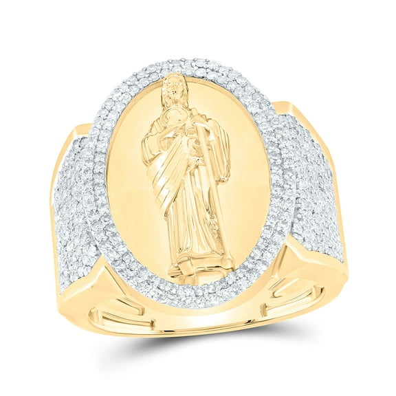 10kt Yellow Gold 1 1/5 Cttw Natural Diamond Fashion Jude Mens Ring, Men Size: 8-12