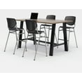 thumbnail image 2 of KFI Studios Midtown 6' x 3' Pub Table Set, Studio Teak , 4 Black KOOL Stools, 2 of 3