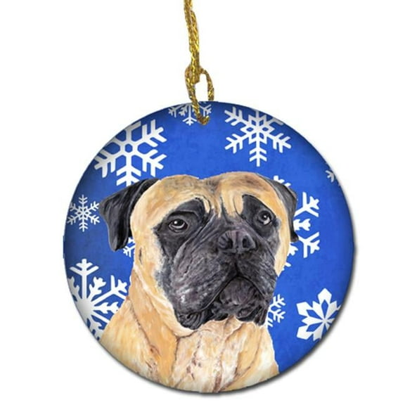 Mastiff Winter Snowflakes Holiday Ceramic Ornament