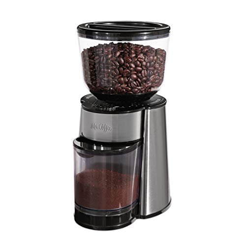 Mr. Coffee Moulin à Café Automatique avec 18 Moulins Personnalisés, Argent
