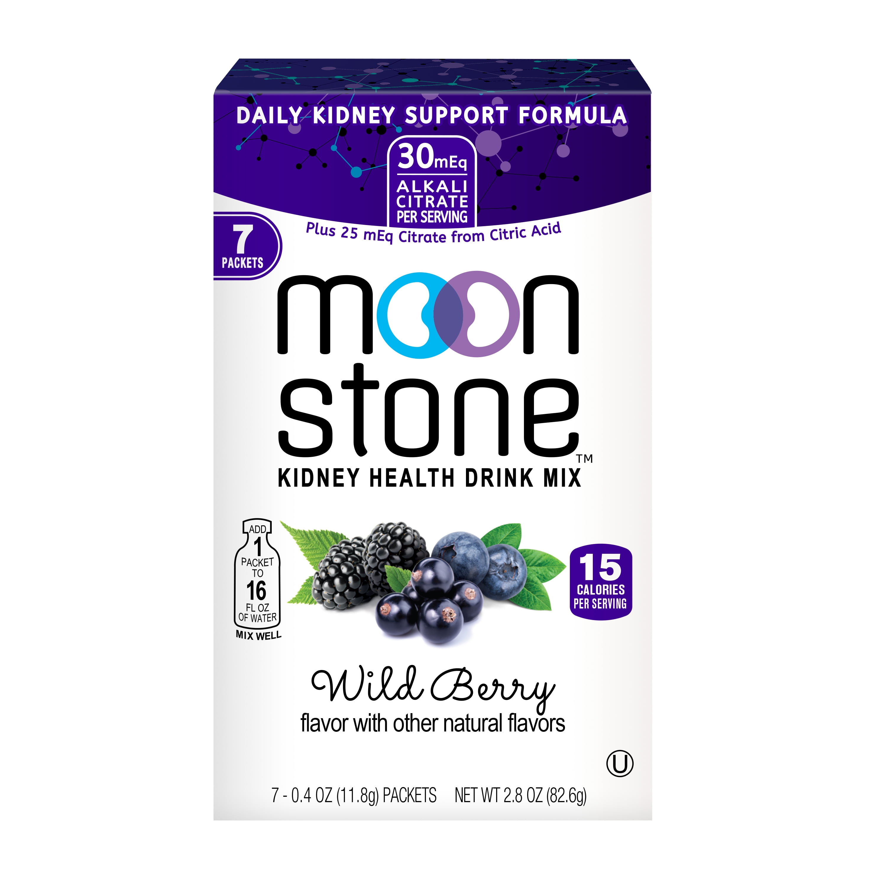 Moonstone Nutrition Wild Berry Powder Packets for Kidney Support 7 pack