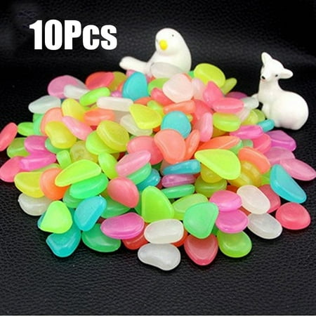 Wooden Walkways For Garden 10pcs Glow in the Dark Garden Pebbles for Walkways Aquarium Decor Plants Luminous Stones ()