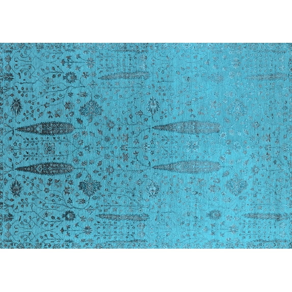 Ahgly Company Indoor Rectangle Oriental Light Blue Industrial Area Rugs, 8' x 12'