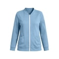 thumbnail image 6 of Hueook Uniforms Women's Scrub Jacket Hoodie Nursing Long Sleeve Zipper Trendy Slim fit Elastic Nurse's Uniform with Pockets Pen Hole L, 6 of 7