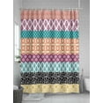 thumbnail image 5 of Shower Curtain Boho Shower Curtains for Bathroom, Waterproof Polyester Shower Curtain Set with Hooks, Standard Size 72" x 72" Bohemian Geometric Stripes Orange, 5 of 6