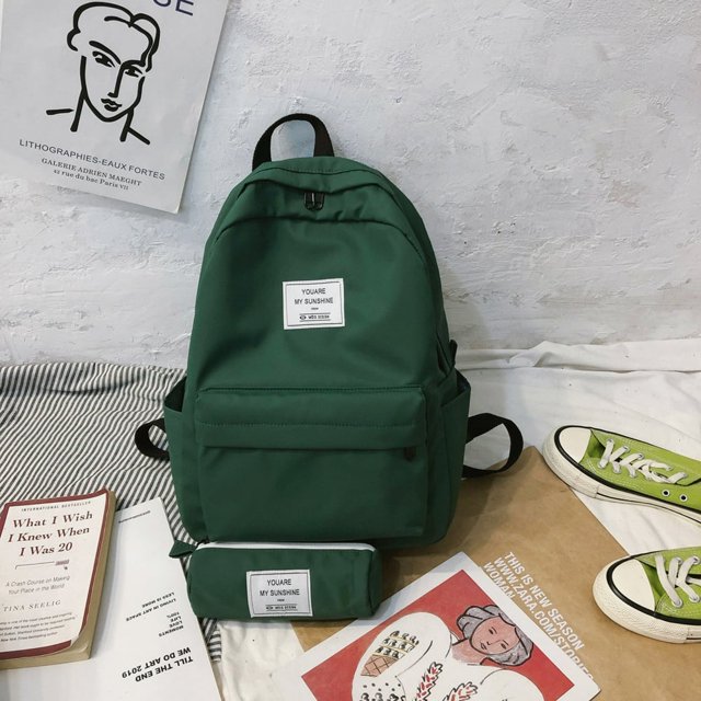 Fashion Student Waterproof Backpack Casual Large Capacity Travel 2 Piece Set