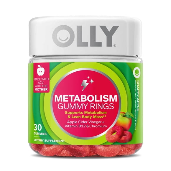 OLLY Metabolism Gummy Rings 30 Gomitas Sabor Manzana Snappy Apple con Vinagre de Sidra