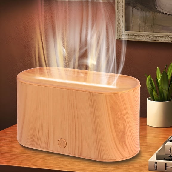 HIBIBUD Essential Oil Diffuser Aromatherapy Aroma Air Diffuser with Flame Light,Wood Grain Air Diffusers for Home