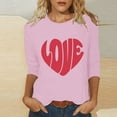 thumbnail image 3 of Tbopshirt Valentine's Day T-Shirts for Women 3/4 Sleeve,Casual Crewneck Loose Love Heart Graphic Tees Summer Plus Size Tops,S-XXXXXL, 3 of 4