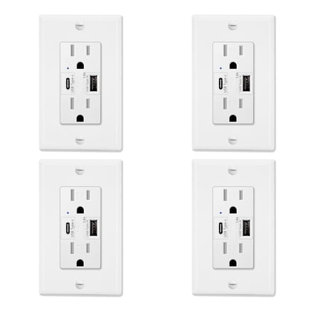 USB Type C Wall Outlet  ‎GREENCYCLE Dual High Speed Duplex Receptacle 15 Amp  5.8A USB C &A Charging  Tamper Resistant Wall Plate Included UL Listed  Not for laptops  4 pack price history on PriceWatchPro