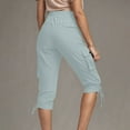 thumbnail image 6 of Lightening Sale, BiZtdJrK Cargo Shorts for Women Solid Casual Baggy Athletic Joggers Cropped Pants Summer Drawstring Elastic Waist Beam Feet Pants with Pockets Light Blue L, 6 of 8