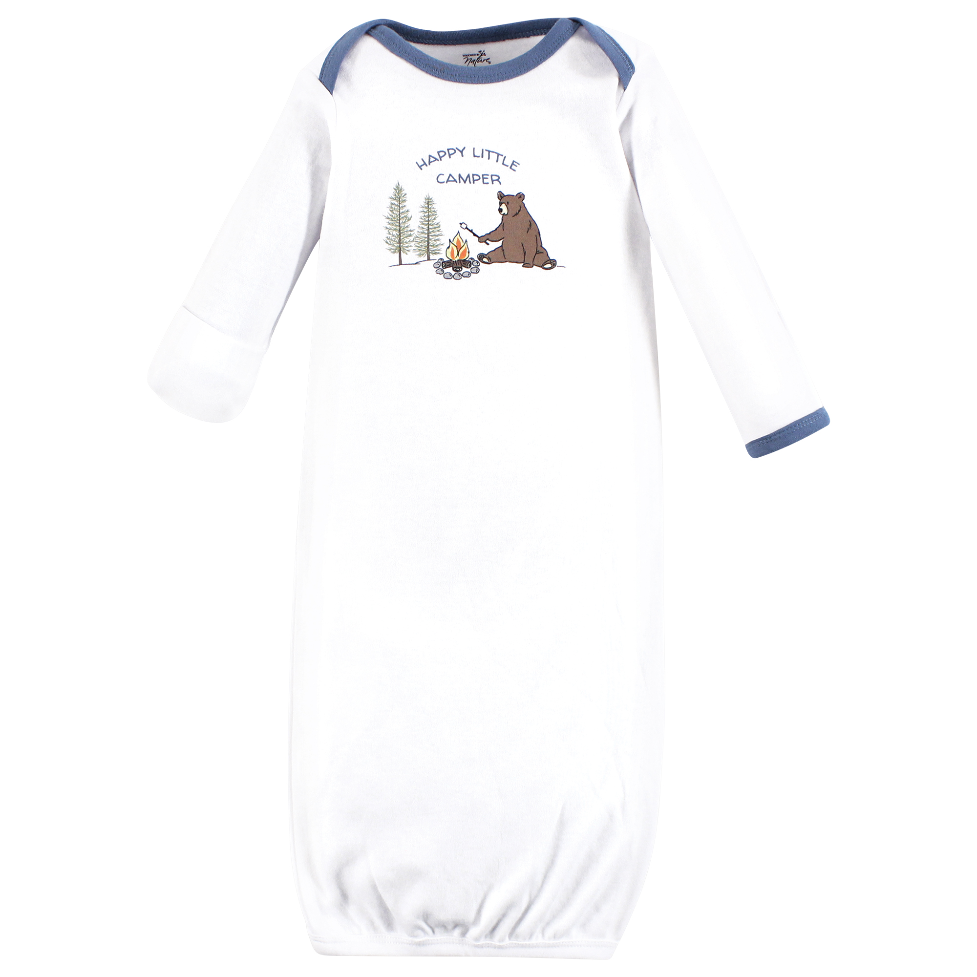 Touched by Nature Infant Boys Organic Cotton Gowns, Camping Animals, Preemie-Newborn