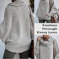 thumbnail image 5 of Foreseew Sweaters Women Solid Turtleneck Mock, Teepors Batwing Cowl Neck Sweater, Oversized Pullover with Pockets, 5 of 7