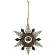 thumbnail image 3 of Northlight Snowflake with Jingle Bell  Wooden Christmas Ornament - 6" - Brown and Beige, 3 of 6