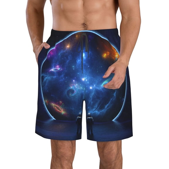 Kdxio Astronaut Pattern Mens Casual Shorts - Drawstring Summer Beach Sports Shorts for Men