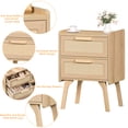 thumbnail image 4 of LEYAOYAO Rattan Nightstand Set of 2, Bedside Table with 2 Storage Drawers, End Table Night Stand for Bedroom, Kids Room, Natural Oak, 4 of 7