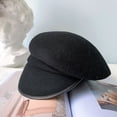 thumbnail image 5 of CoCopeaunt Winter Wool Cap With Duck Tongue, Female Minority Asymmetrical Military Cap, Pure Color Felt Hat, Fashion Top Hat, 5 of 6