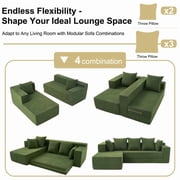 105Oversized L-Shaped Couch,Cloud Sectional Couch With Chaise,Modular Sofa Deep Seat And Removable Armrests,Sectional,Right Facing Plush Corduroy Fabric,Pillow-Back,Living Room Decor Additions,Green