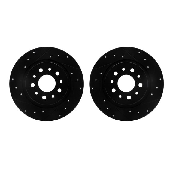 Dynamic Friction Company Rear Brake Rotors-Drilled and Slotted-Black 8002-07006