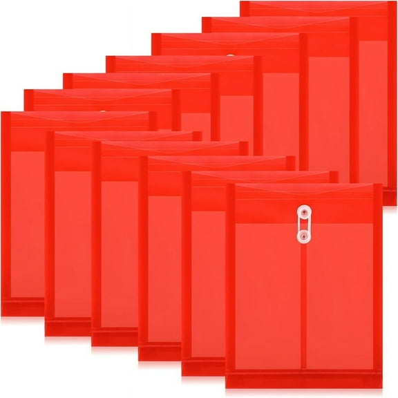 12PCS Plastic File Folders for Documents,A4 Envelopes with Snap Closure and String Tie,for School Home B