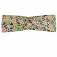 thumbnail image 1 of Geometric Headband, Patchwork Art of Rhombus Shape Geometric Background with Pastel Colored Stripes, Elastic and Soft Women's Bandana for Sports and Everyday Use, Grey Red Coconut, by Ambesonne, 1 of 3