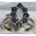 thumbnail image 2 of LBG British Made Real Solid 10k Yellow Gold Natural Opal & Sapphire Womens Engagement Ring - 33 size options - Size 6.25, 2 of 5