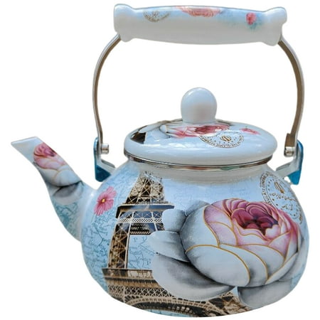 

Enamel Teakettle Vintage Water Boiling Kettle Pot Gas Stove Coffee Pot for Home Office