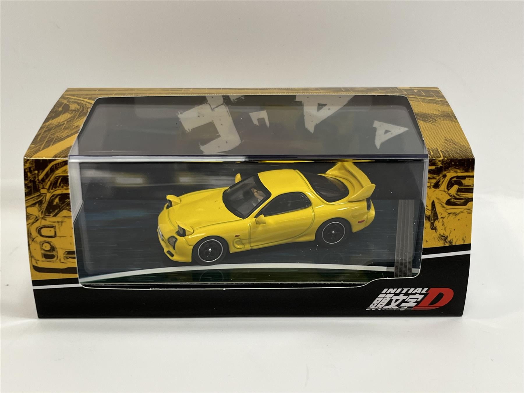 Initial D Mazda RX-7 FD3S Project D Yellow Diorama Set 1:64