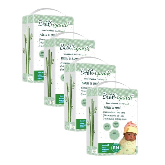 Pañales bebé BambúOrganik desechables etapa 1 unisex con 192 piezas