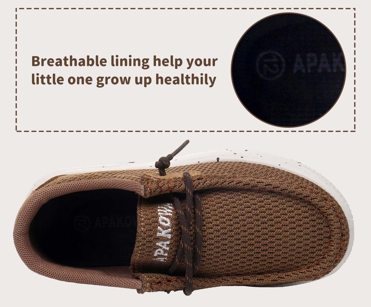 Apakowa Kids Slip-On Casual Loafers, Brown photo 5