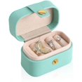 thumbnail image 1 of Caja de anillo de cuero azul Tiffany, caja de pendiente de cápsula, caja de joyería flocada, caja de anillo de compromiso, 1 of 5
