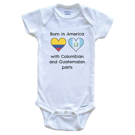 

Born in America with Colombian and Guatemalan Parts Funny Colombia Guatemala Flags Baby Bodysuit 6-9 months white