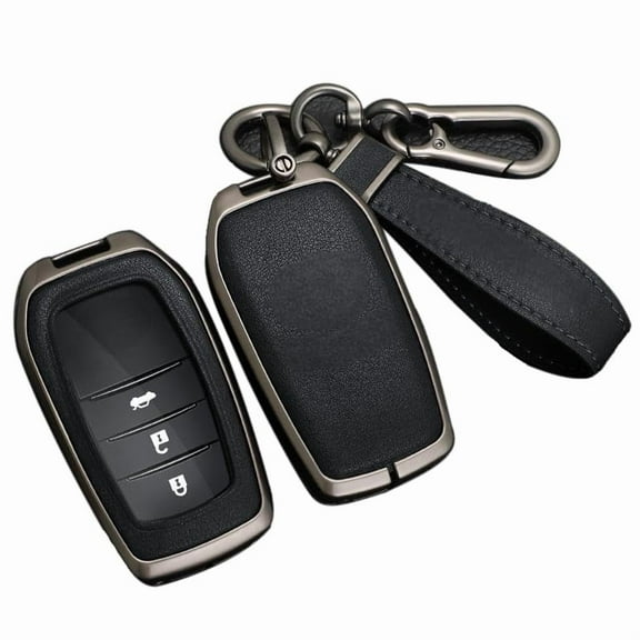 for Toyota Key Fob Cover, Leather Zinc Alloy Key Fob Case for 2025 Camry, 2021-2025 Venza, Grand Highlander Hilux, Fortuner, 2022-2025 Tundra Tacoma Key with Keychain