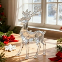 Reindeers Christmas Decor - 3D Clear Deer Family Figurines for Home Table Shelf and Gifts,5.3â Acrylic Blended